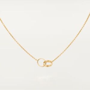 Cartier Gold Interlocking Ring Pendant Necklace